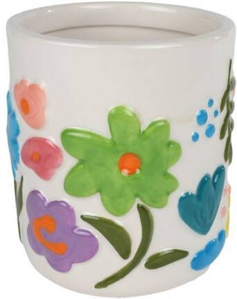 Coppens Bloempot Fleur wit multicolor aardewerk