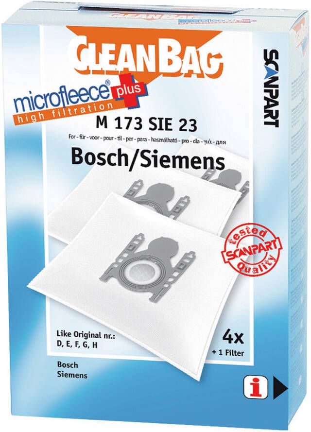 Coppens CleanBag M173SIE23 Bosch siemens D E F G H mirco+ 4 stuks
