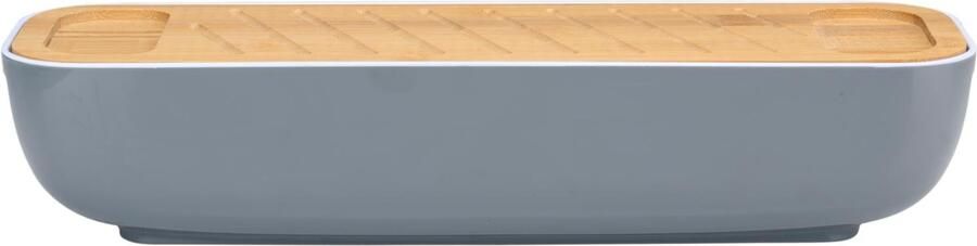 Alpina Broodbox met Bamboe Deksel Snijplank Handvatten 40 x 12.2 x 8.5 CM Grijs