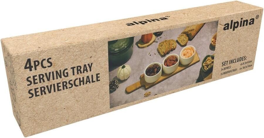 Coppens ALPINA Serveerplank met snackkommen 36 5x10cm