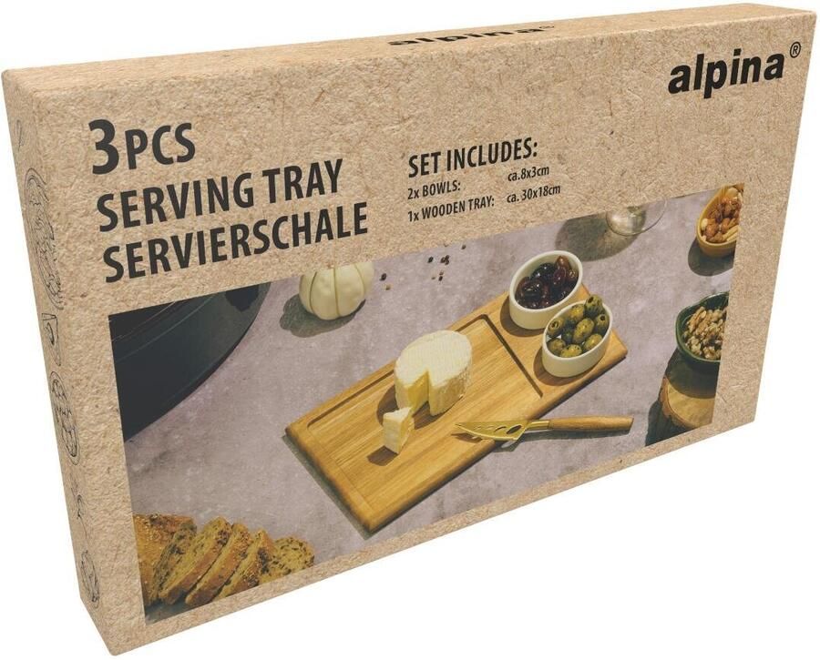 Coppens ALPINA Serveertray met snackkommen 30x18cm