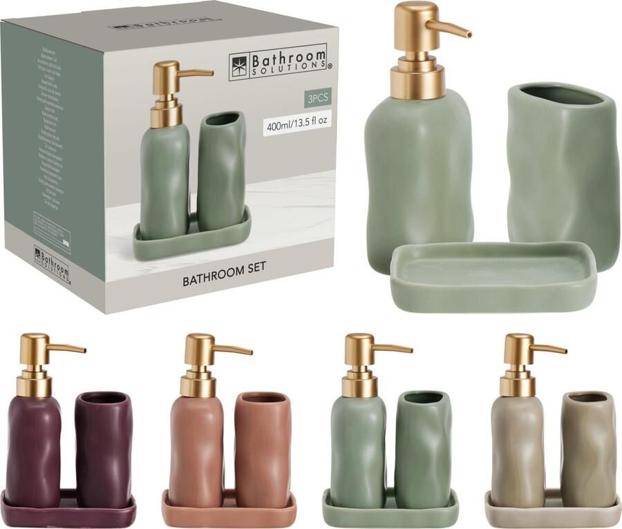 Coppens Badkamerset Organic Aardewerk 3-delig assorti