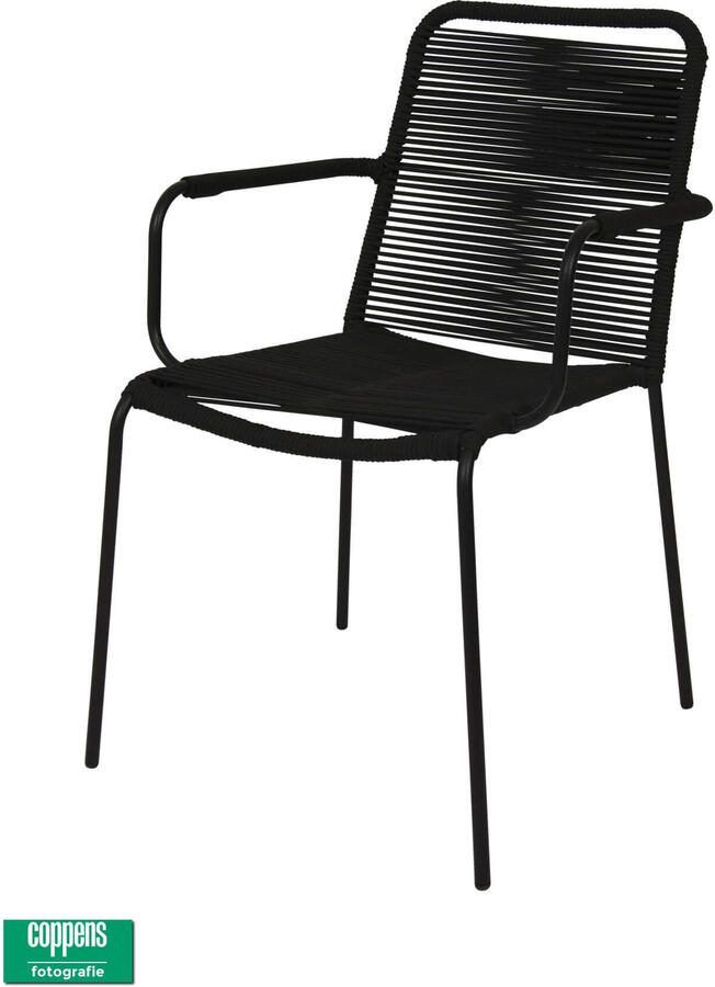 Coppens Denver dining tuinstoel stapelbaar rope Zwart