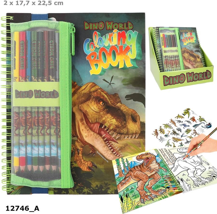 Coppens Dino World kleurboek met kleurpotloden