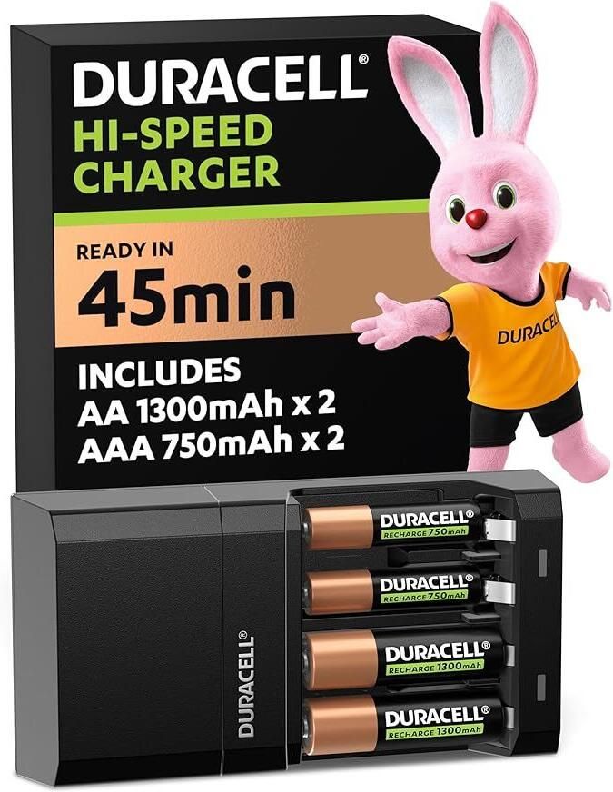 Duracell Battery Fast Charger Cef 27 With 2 Aa And 2 Aaa Bat