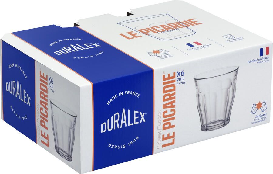 Duralex Drinkglazen waterglazen Picardie 6x stuks helder transparant glas 200 ML Koffie thee fris hardglas - Foto 4