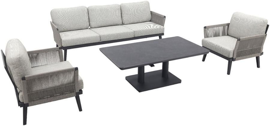Coppens Qopps Elion loungeset met Ramin in hoogte verstelbare tuintafel