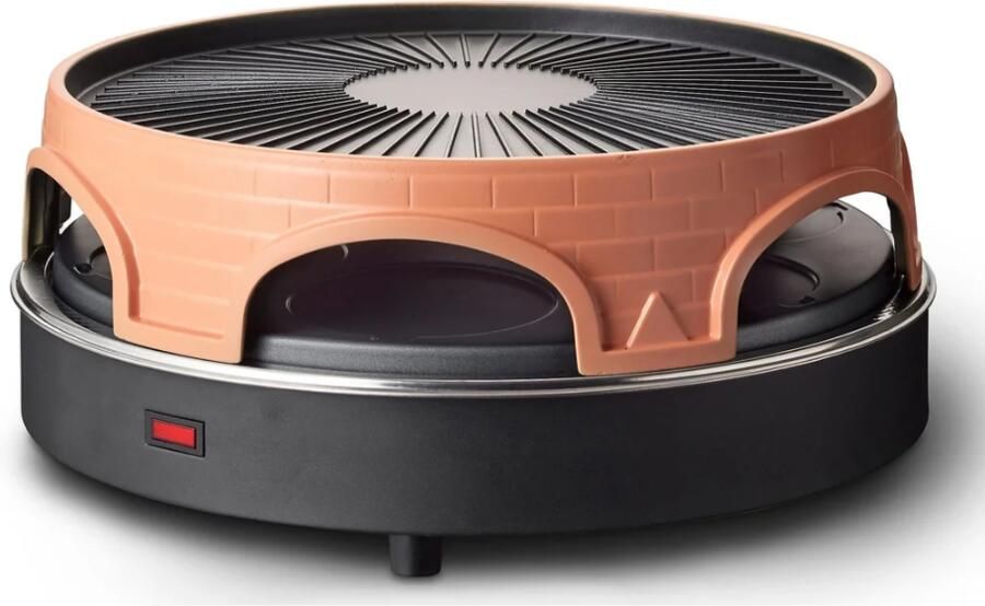 Emerio Originele Pizzarette 6 Personen Terracotta koepel Raclette en grill 1500W