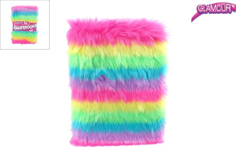 Coppens Glamour fluffy notitieboek A5 80blz multi color 16x3x22cm