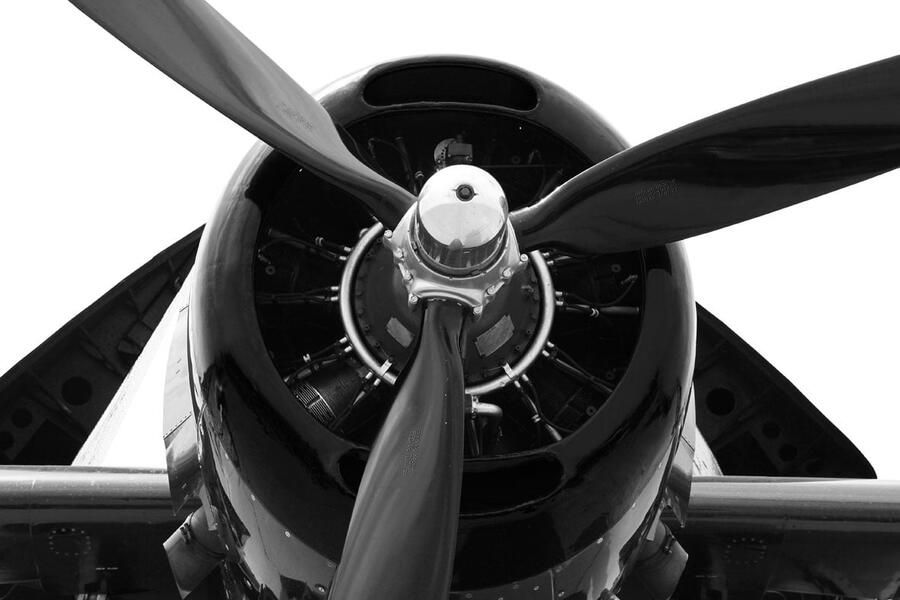 Coppens Glasschilderij propeller vliegtuig