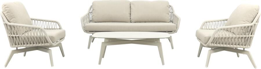 Coppens Hadassa loungeset 4 delig met koffietafel latte light