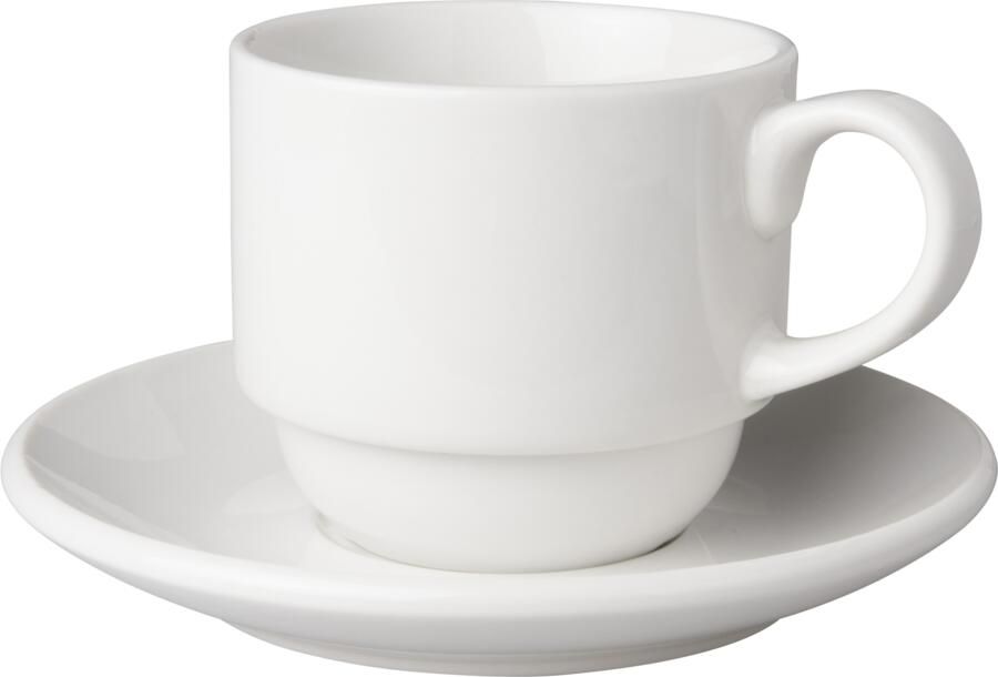 Coppens Mammoet Kop en schotel Budgetline Breed 20 cl 13.5 cm Wit