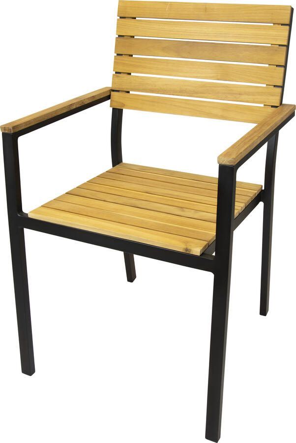Coppens Milo stapelbare tuinstoel met teak en Zwart frame