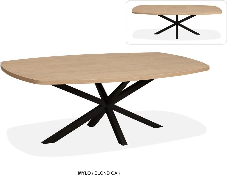 Coppens Mylo uitschuif tafel Deens ovaal 220(277)x120cm