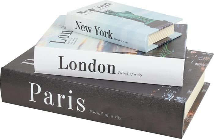 Coppens Opbergbox rechthoek Book New York Paris Londen s3 veelkleurig
