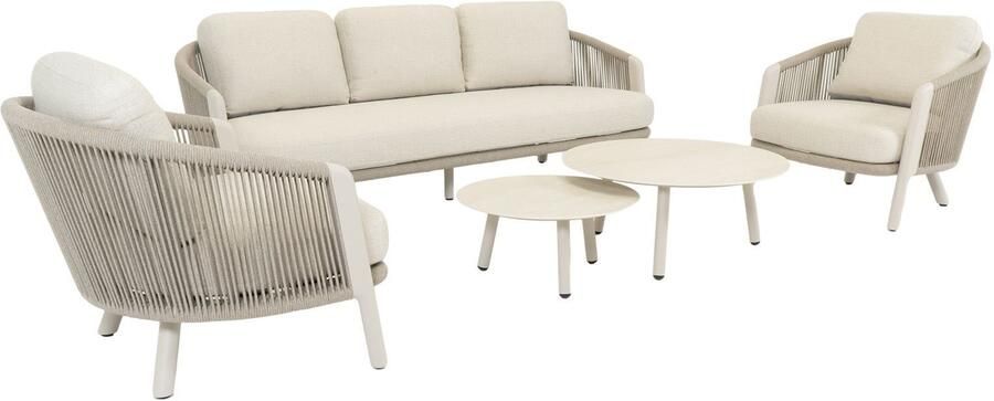 Coppens Perpignan Loungeset 3-zits met 2 loungestoelen en set koffietafels in latte light