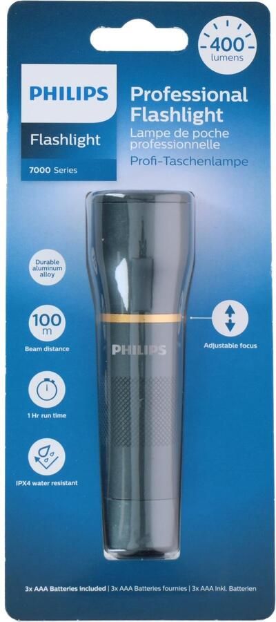 Philips Zaklamp Sfl7000t 10 Led-zaklamp Incl. 3 Aaa-batterijen 400 Lumen Ipx4 Waterdicht Draagbare Lamp