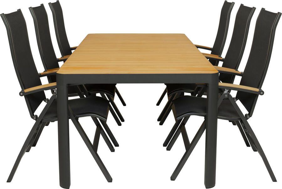 Coppens Qopps Mikos tuintafel met 6 Kettler Altura verstelbare tuinstoelen