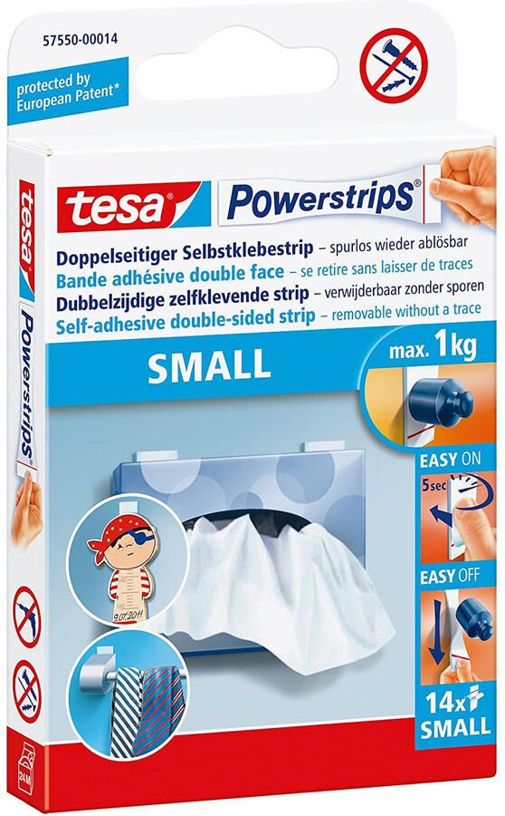 Tesa Powerstrips zelfklevende haak wit lang 1kg 3 stuks