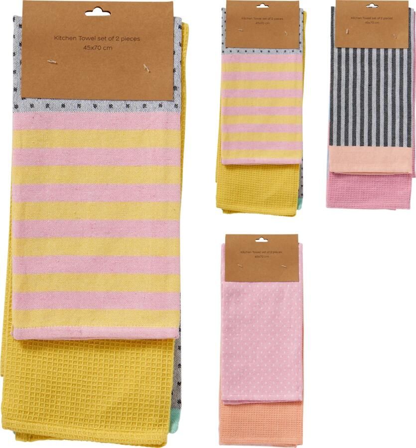 Coppens Theedoeken Pastel 2 stuks assorti