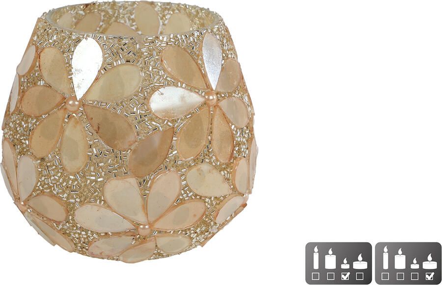 Coppens Theelichth Nea goud mozaiek glas 7x10x9cm