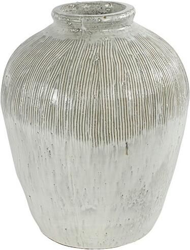 Merkloos Vaas Gayle Van Steen Wit groen 37 Cm