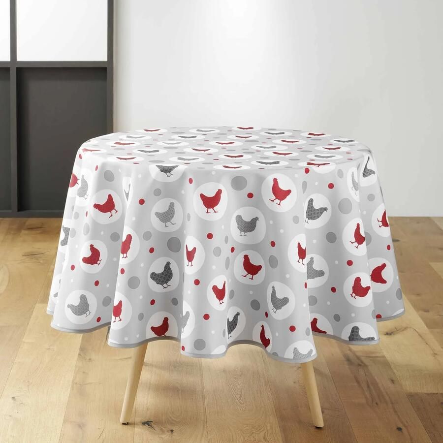 Coppens Wicotex tafelkleed textiel kip grijs rond 180 cm