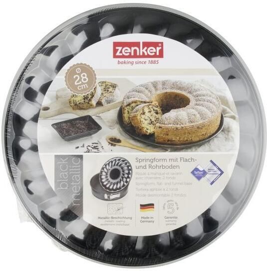 Coppens Zenker springvorm met vlakke- en tulband bodem black metallic 28cm