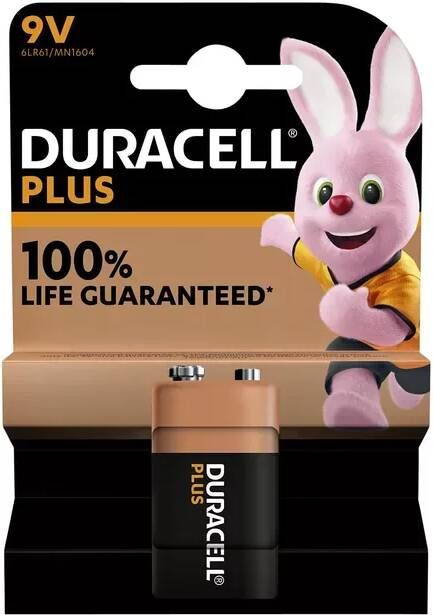 Duracell Plus Alkaline 100% 9v 6lr61 Per Stuk