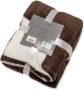 Wicotex -Plaid-deken-Fleece Plaid Espoo Bruin 200x240cm met witte Sherpa binnenkant-Zacht en warme Fleece deken Plaidfleece - Thumbnail 2