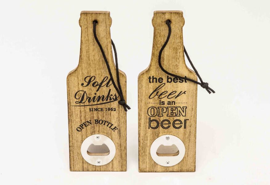 Coppens Flesopener &apos;Soft Drinks Beer burned wood 7x20 cm 2