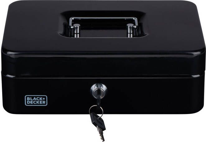BLACK+DECKER Black & Decker Geldkistje met 2 sleutels zwart staal 20 x 16 x 9 cm inbraakbeveiliging Geldkistjes