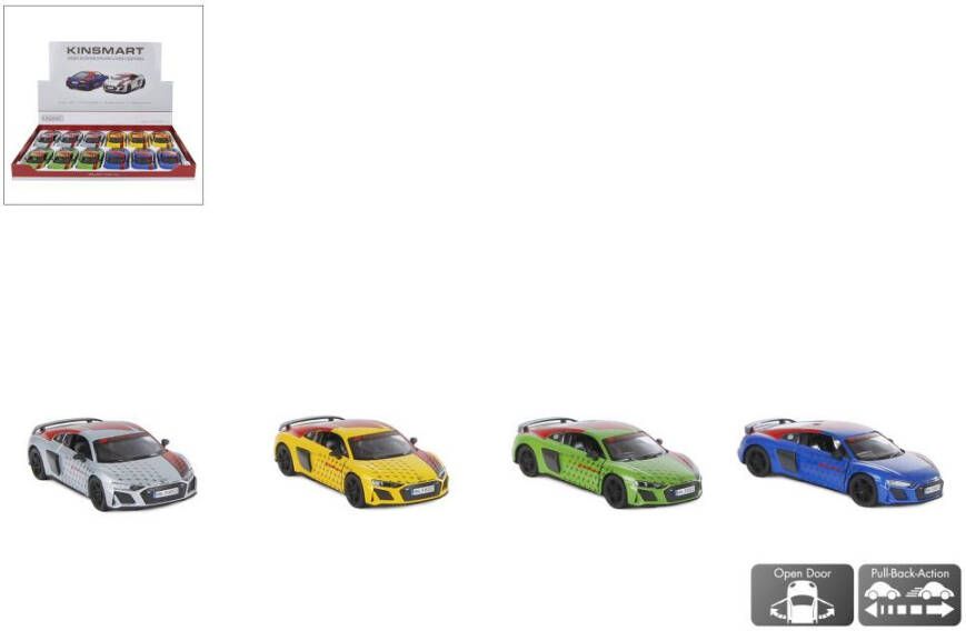 Welly Audi R8 Coupé die cast pull back verkrijgbaar in 4 kleuren verkoop per stuk