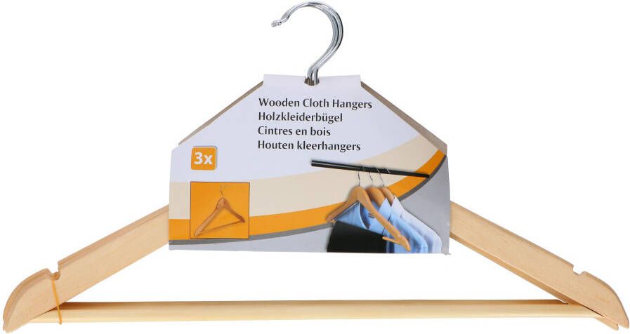 Merkloos Non-Branded kledinghanger 45 x 24 cm hout blank 3 stuks