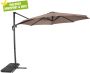 Lesliliving Zweefparasol Libra Taupe Ø300 cm inclusief kruisvoet & hoes - Thumbnail 2