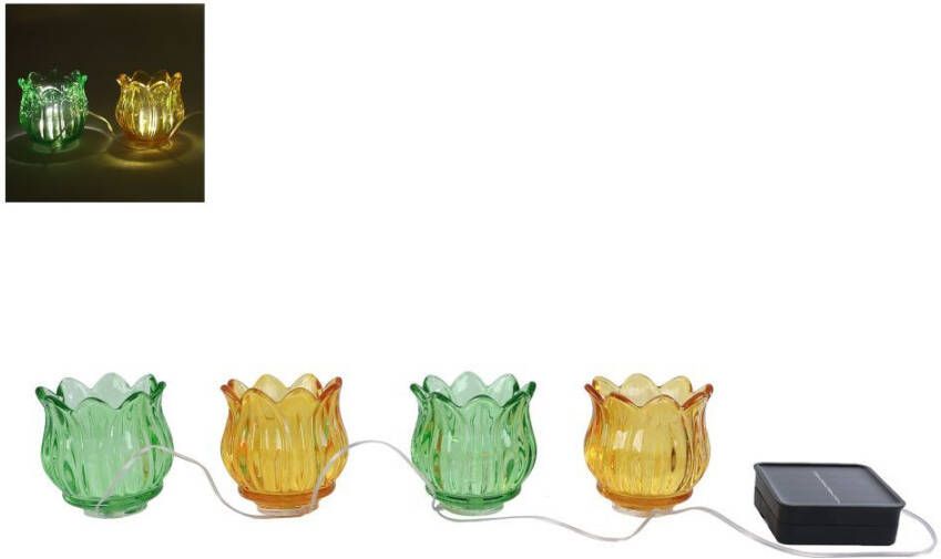 Coppens Lichtsnoer LED Tulp 4x solar groen geel glas