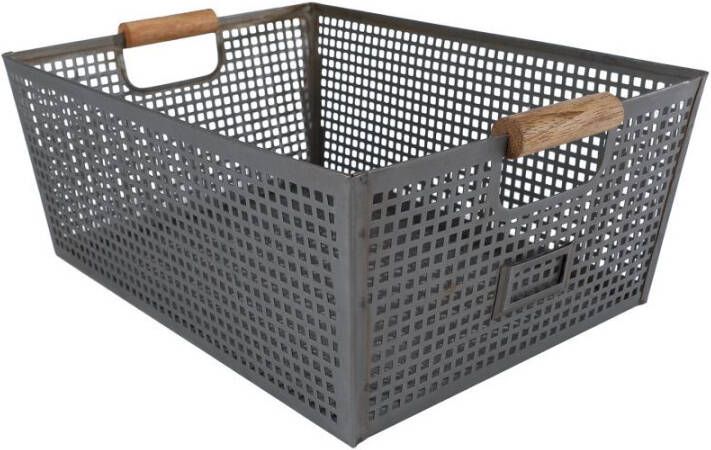 Coppens Opbergmand Jaap m handvat grijs metaal hout