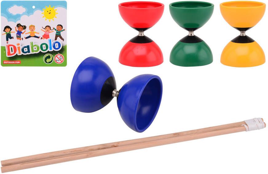 Coppens Outdoor Fun diabolo met houten stokjes 4 assorti