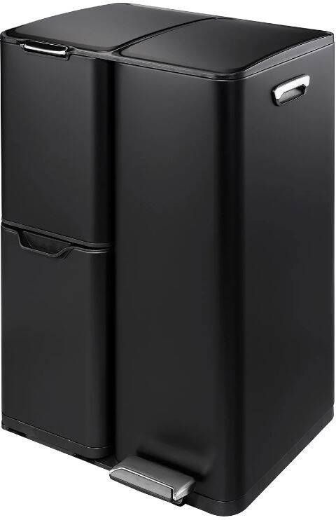 Coppens Prullenbak Tobey 60 liter afvalscheiding 3 vakken 13x17x30 liter zwart