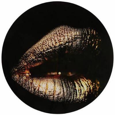 Homestylingshop.nl Glasschilderij gouden lippen Foto op plexiglas rond 60 cm