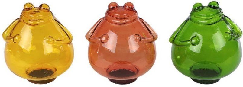 Coppens Sculptuur Kikker L geel groen oranje 3 assorti glas