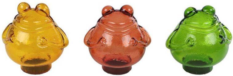 Coppens Sculptuur Kikker S geel groen oranje 3 assorti glas