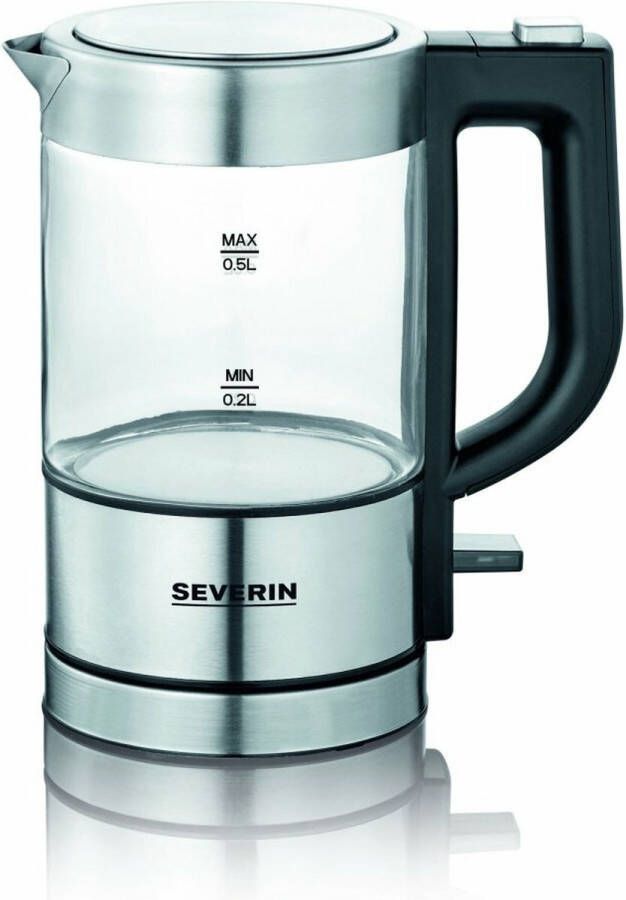 Severin WK 3472 Waterkoker electrisch glazen kan 0.5l zilver zwart - Foto 2