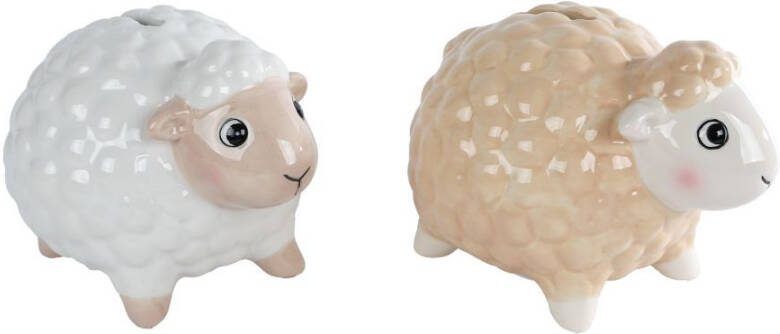 Coppens Spaarpot Sheep wit beige a2 aardew 12x10x9cm