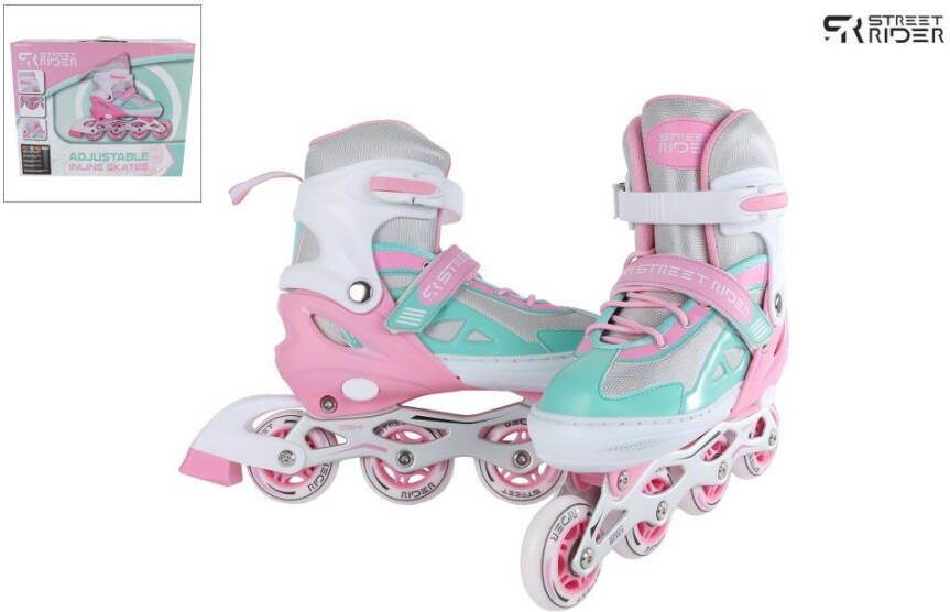 Coppens Street Rider inline skates roze groen verstelbaar maat 29-32