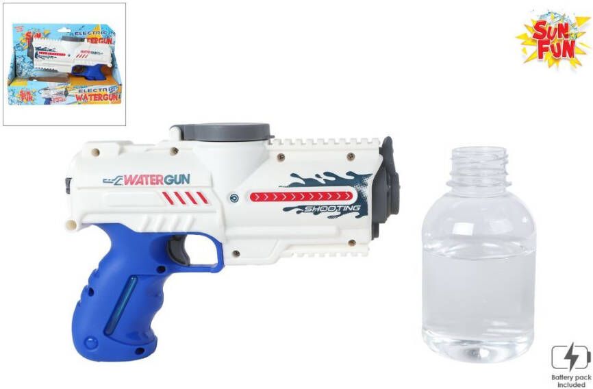 Coppens Sun Fun waterpistool elektrisch met fles 18cm wit blauw