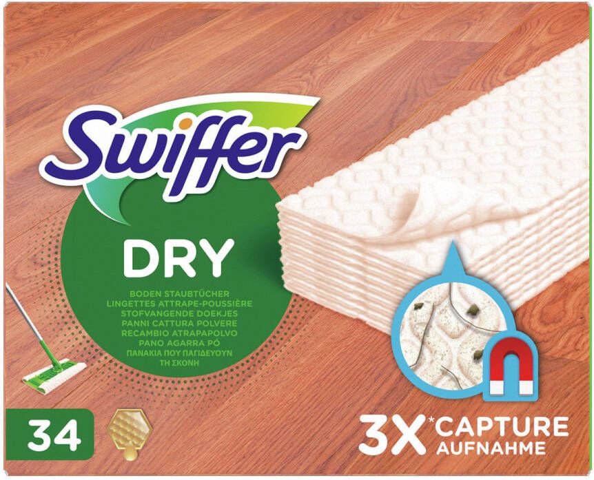 Swiffer Sweeper droge vloerdoekjes met bijenwas navulling 34st