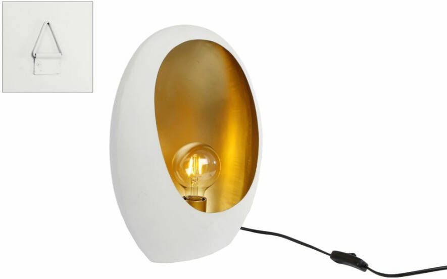 Coppens Tafellamp Pim wit-goud metaal 27x16x38cm