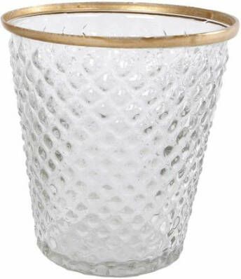 Coppens Theelichth "Maureen" L helder goud facet glas 10x10x10cm
