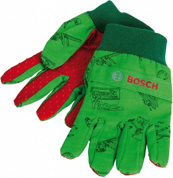 Klein Toys Bosch tuin handschoenen 1 maat die past vanaf 3 jaar 90% ademend katoen geeft plezier geen bescherming groen rood